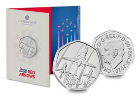 UK 2025 Red Arrows Brilliant Uncirculated 50p